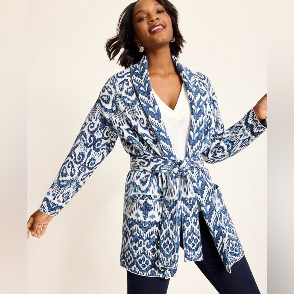 TOMMY BAHAMA- Ikat open front cardigan - Picture 3 of 12